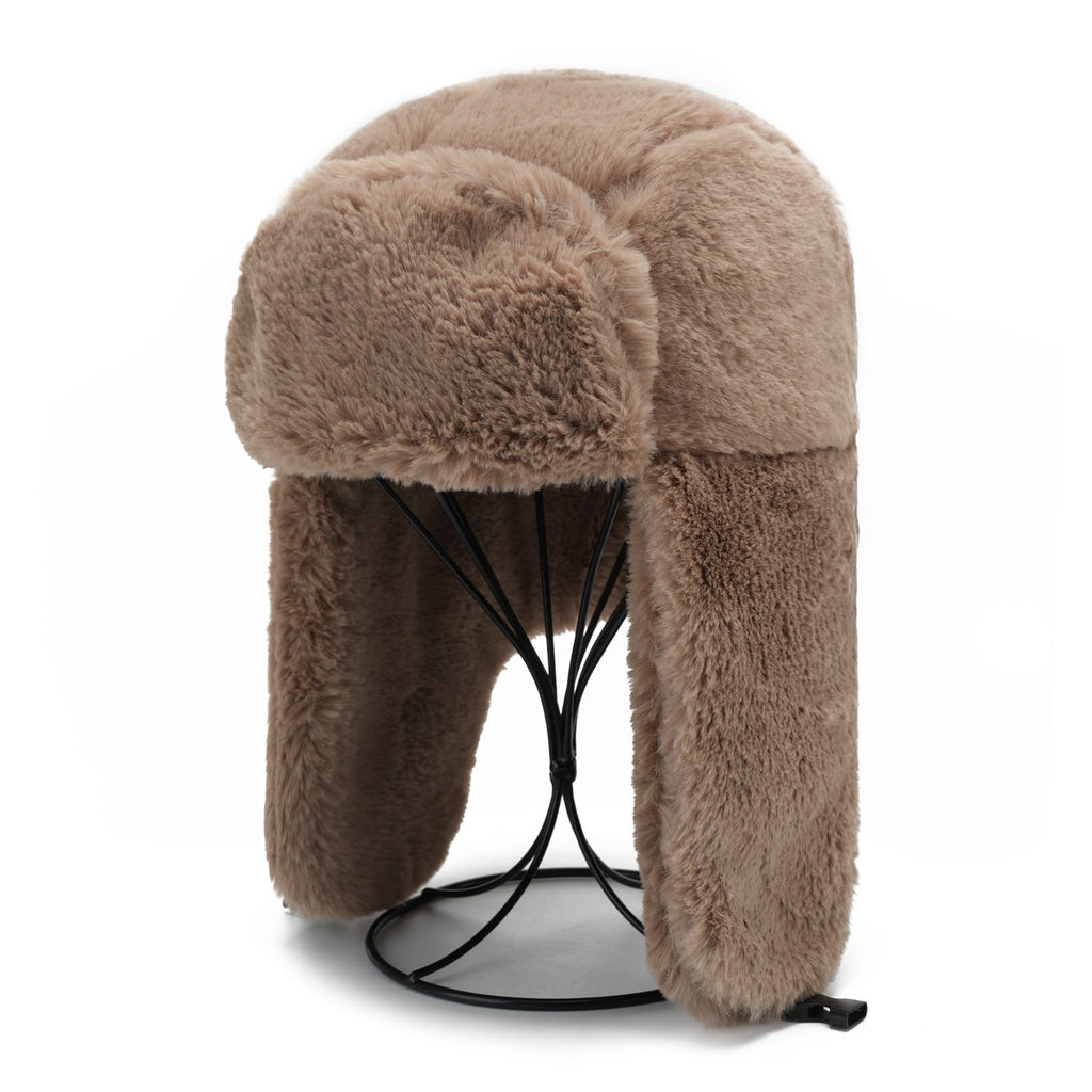 Stylish winter earflap hat in gray colour