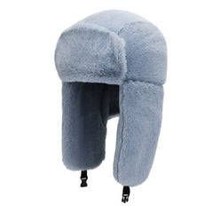 Close-up of winter earflap hat features