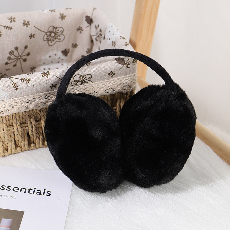 Black plush ear muffs for women