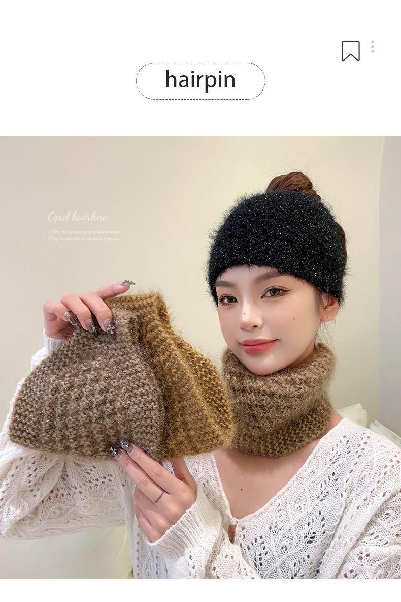 Cozy knitted ear warmer in beige colour