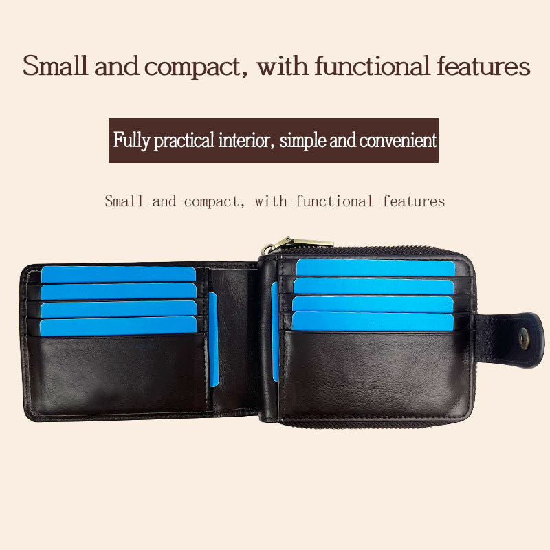 Compact leather wallet design with multiple slots
