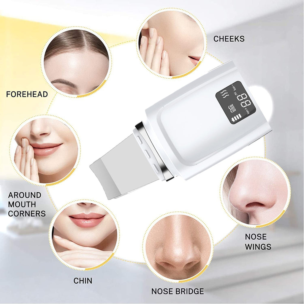 Ultrasonic facial scrub tool on a counter
