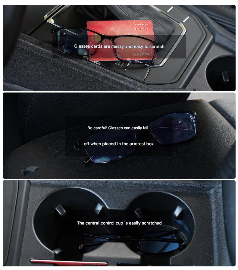 Image of versatile car sunglasses holder in black