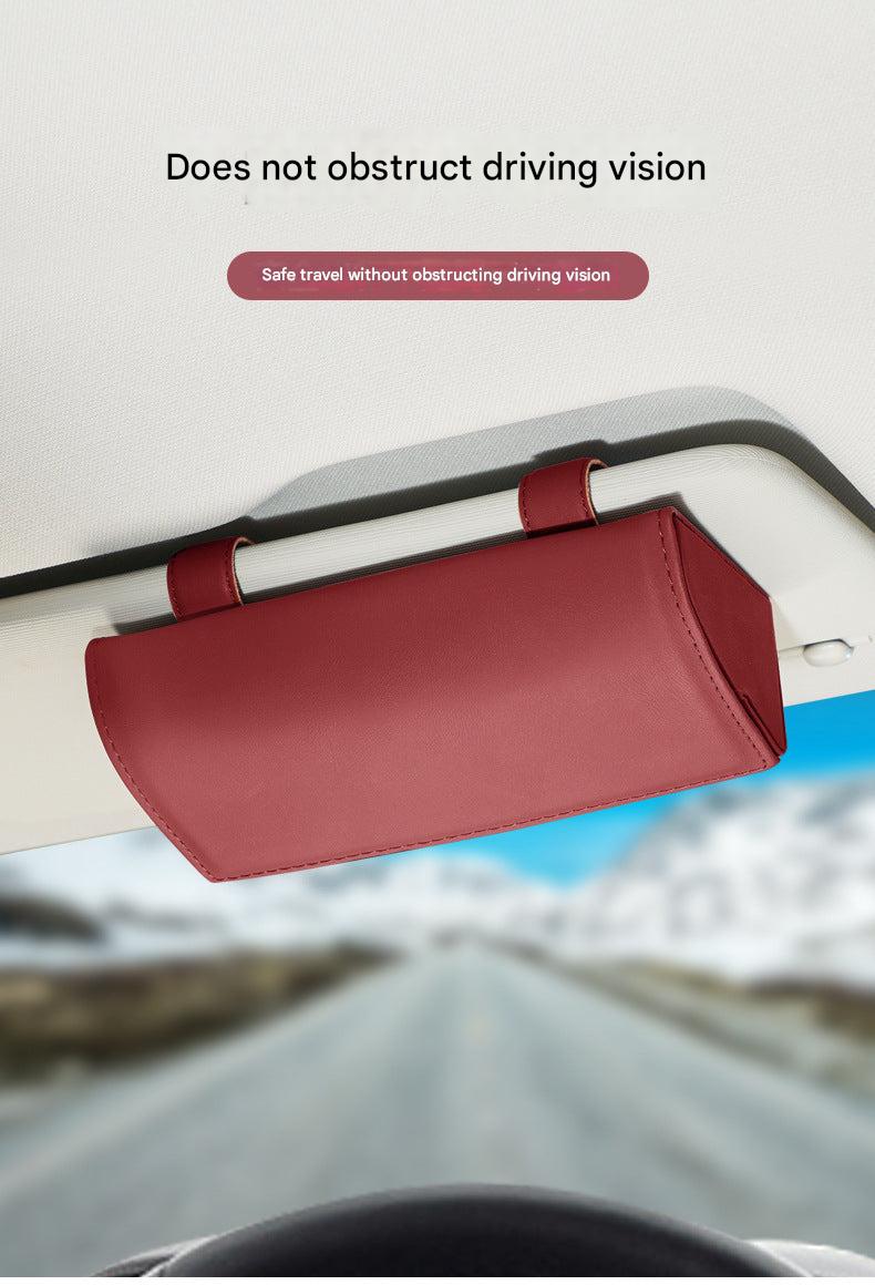 Car sunglasses holder with stylish design in light brown