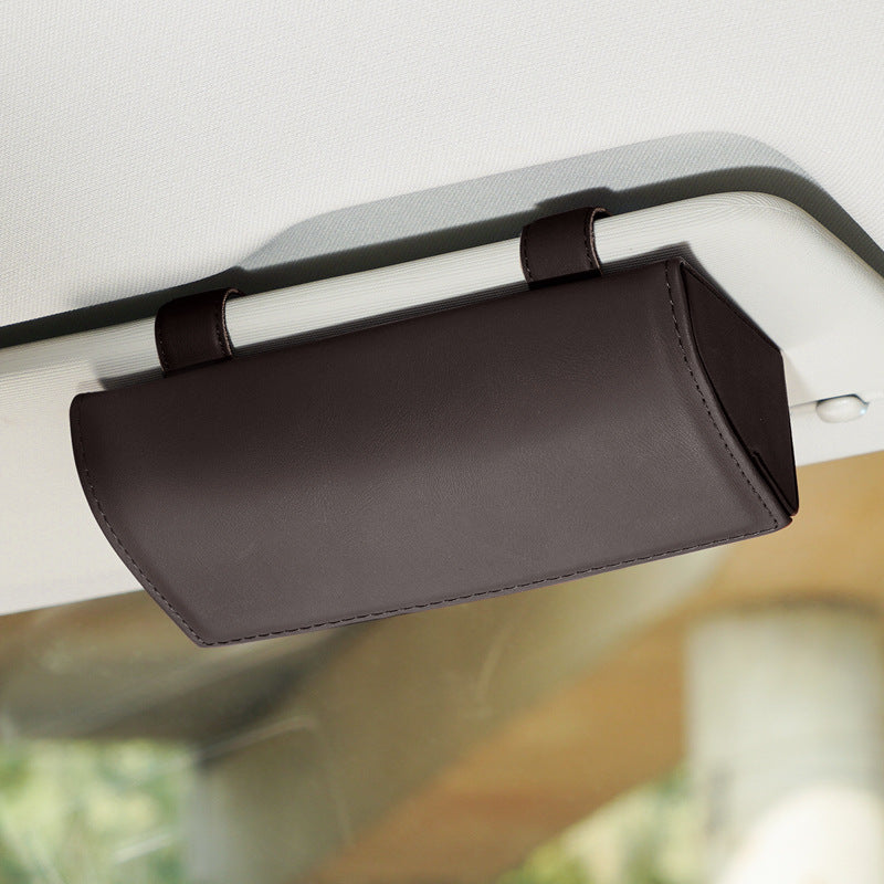 PU leather sunglasses holder with functionality