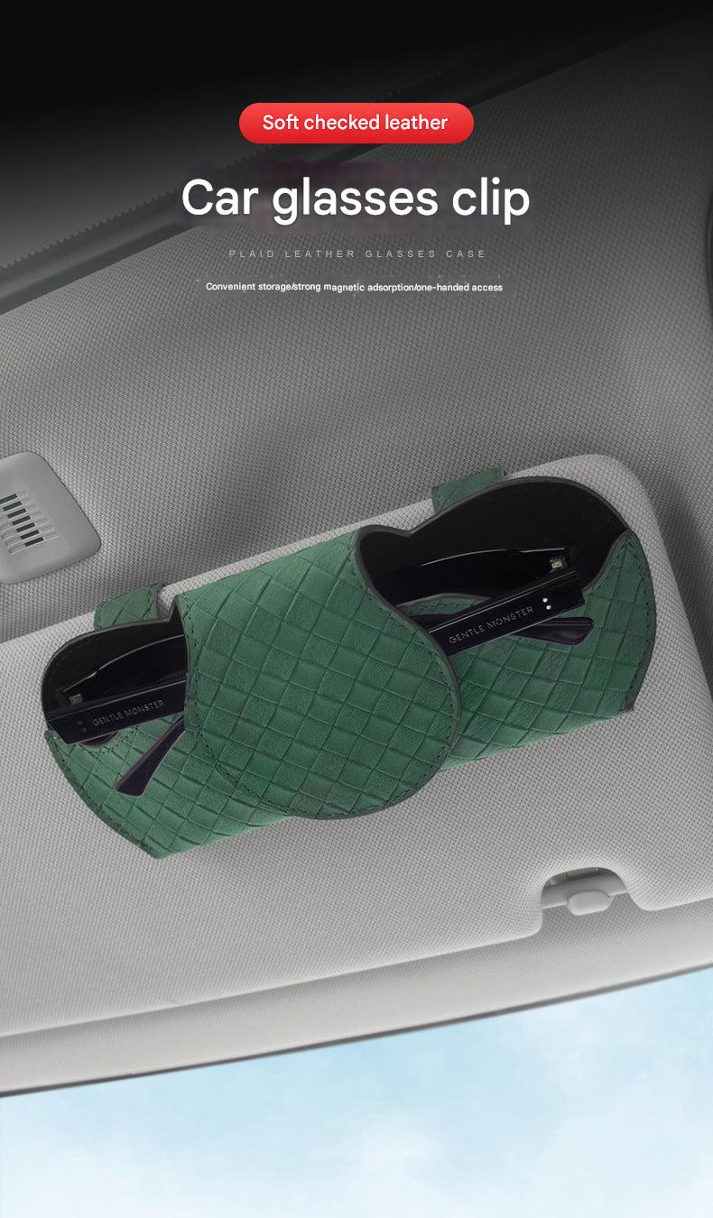 Compact sunglasses holder interior