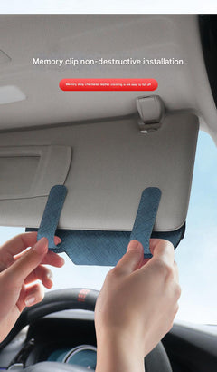 Leather sunglasses case in car