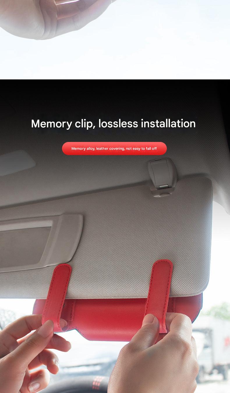 Interior view of car with sunglasses holder