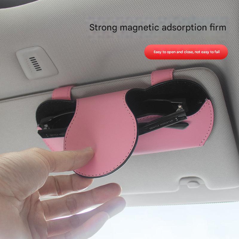 Close-up of PU material sunglasses holder