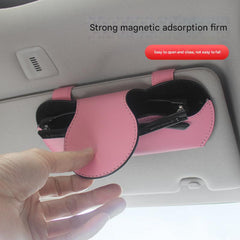 Close-up of PU material sunglasses holder