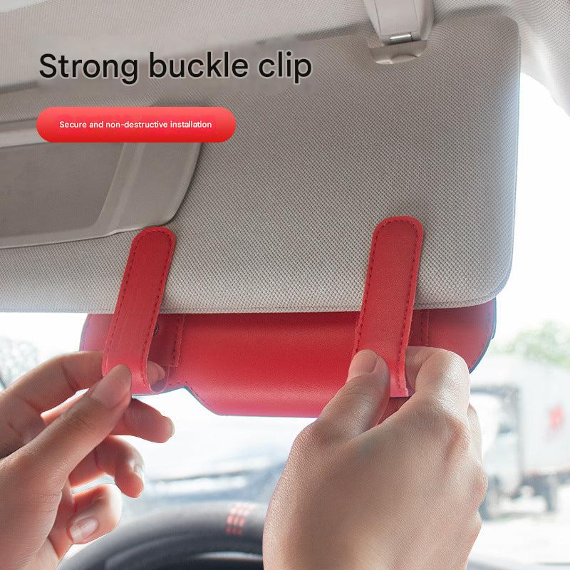 Interior view of car with sunglasses holder