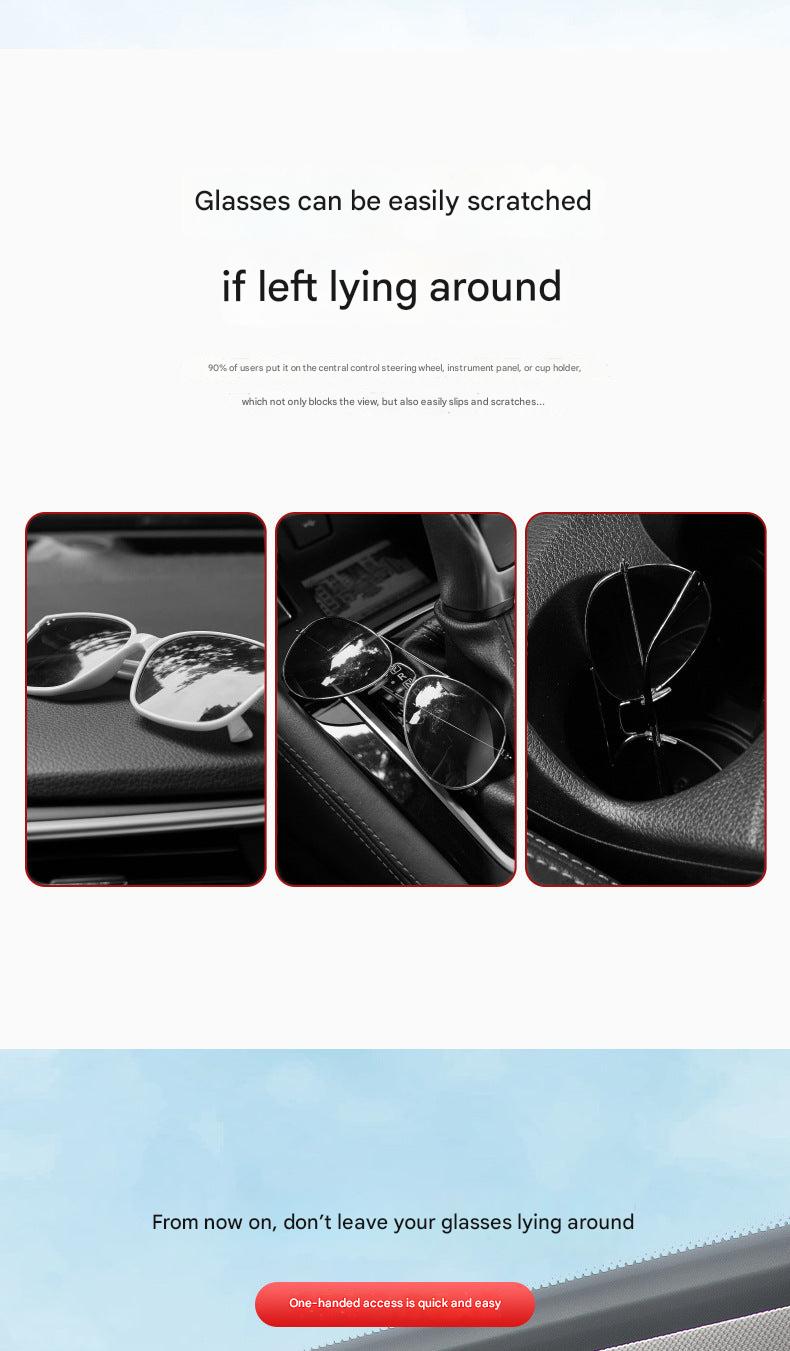 Sunglasses holder attached to car visor