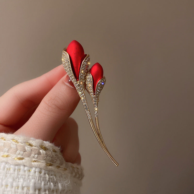Rhinestone-encrusted brooch on display