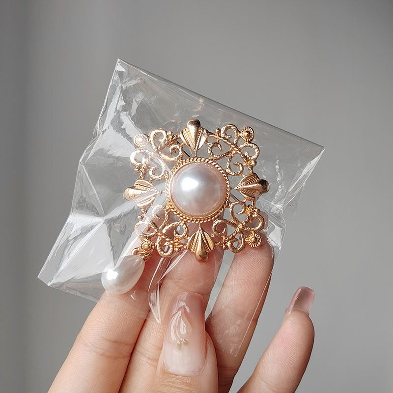 Elegant Vintage Pearl Brooch Front View