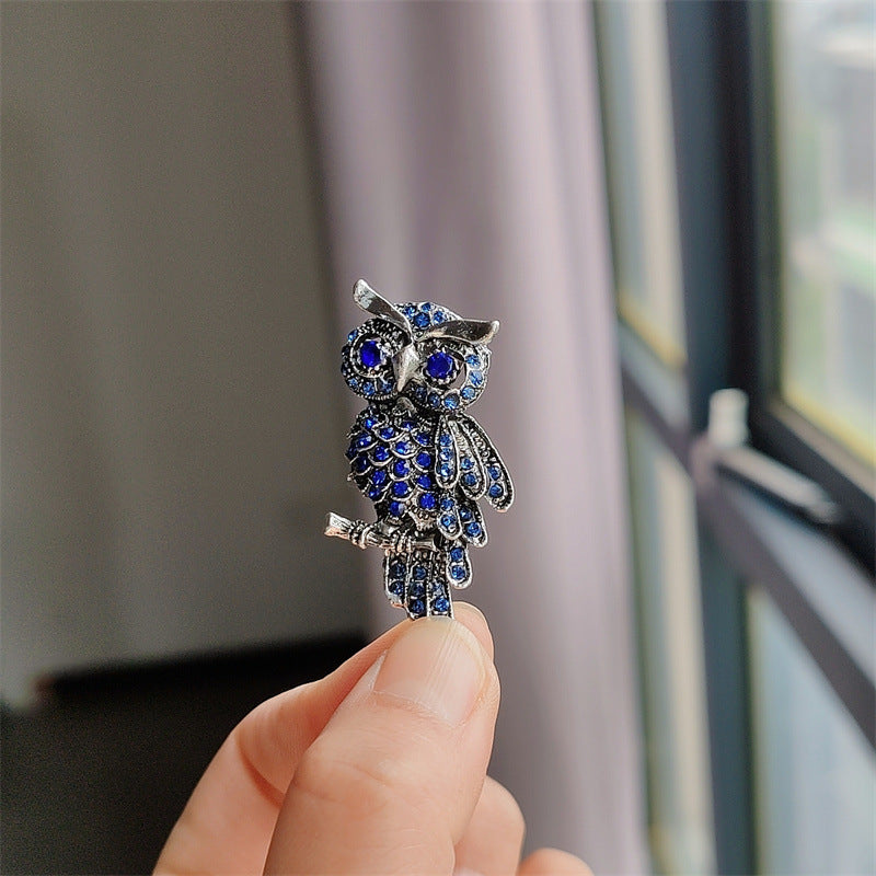 Owl Brooch on Fabric Display