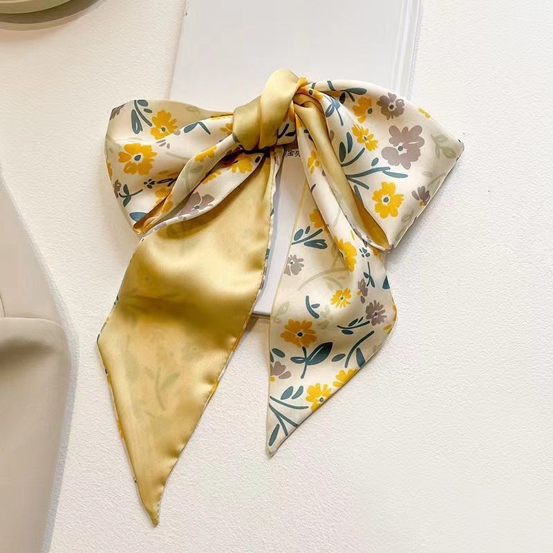 worn yellow hair scarf in summer