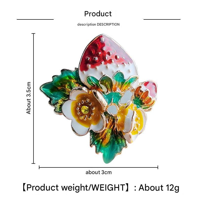 Strawberry Brooch with Bright Colours