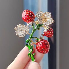 Close-up of Vintage Strawberry Brooch Design