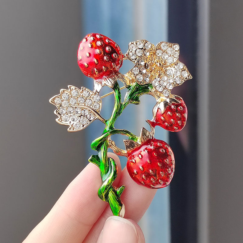Close-up of Vintage Strawberry Brooch Design