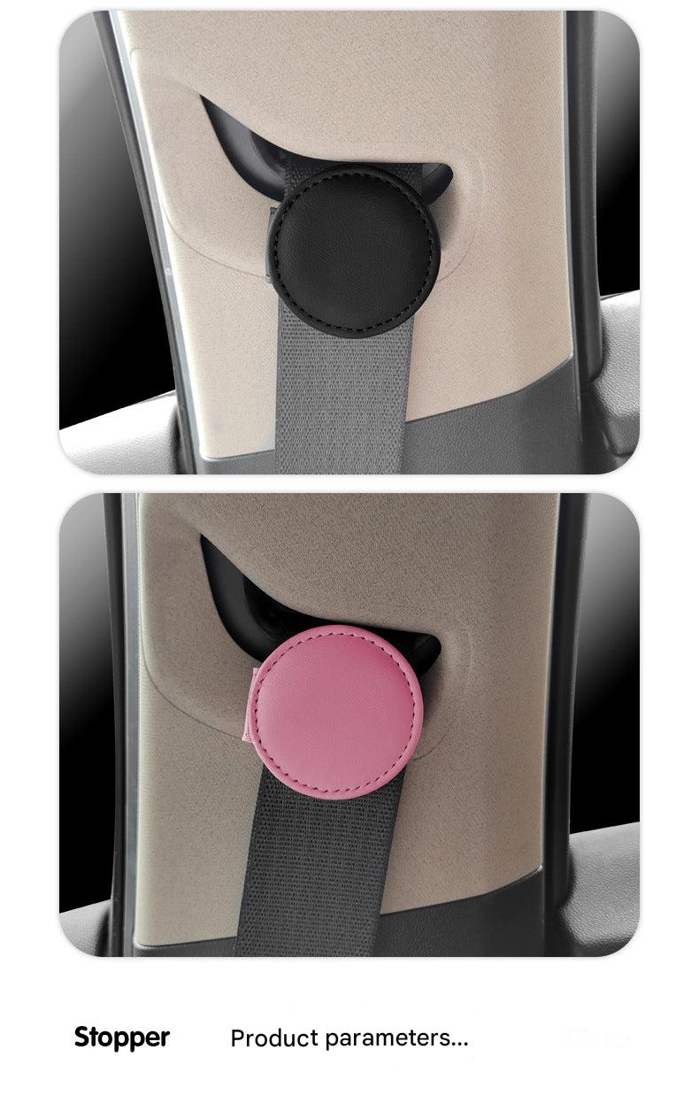 Light green adjustable car seat belt clip design