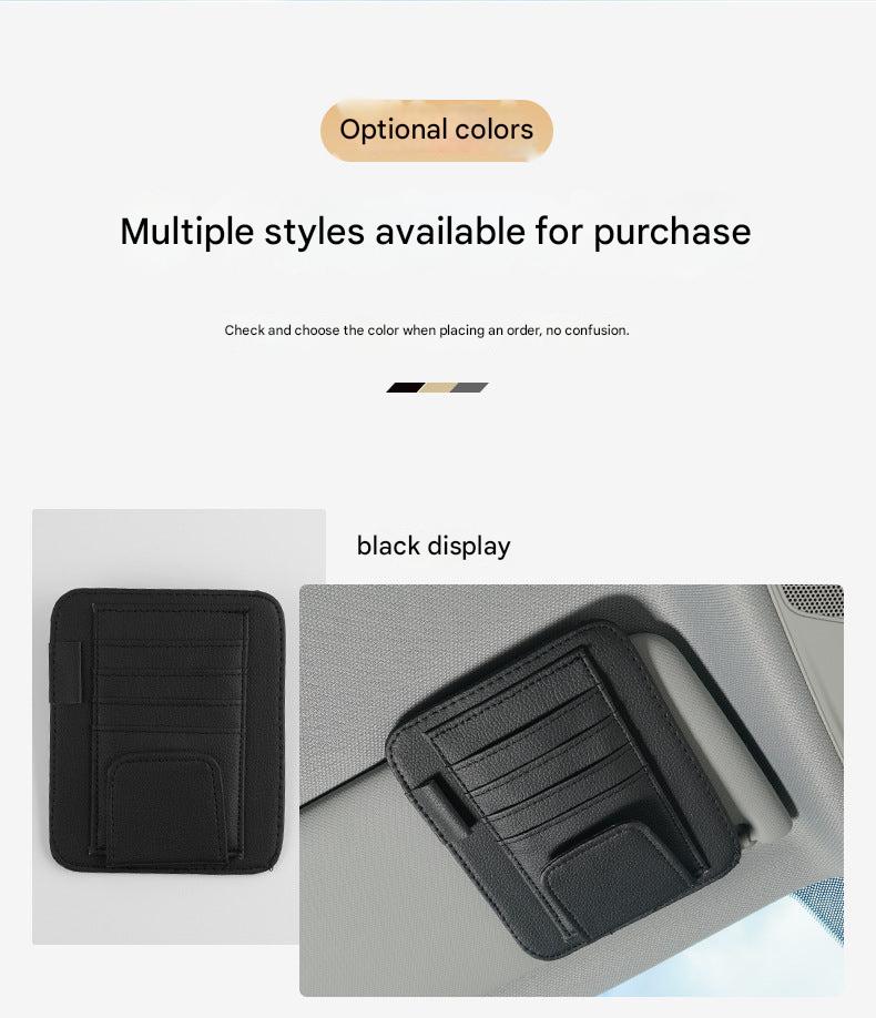 Elegant beige PU leather glasses holder in vehicle
