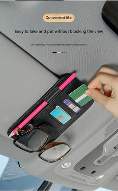 Car interior showcasing sunglasses holder