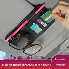 Front view of PU leather car sunglasses holder