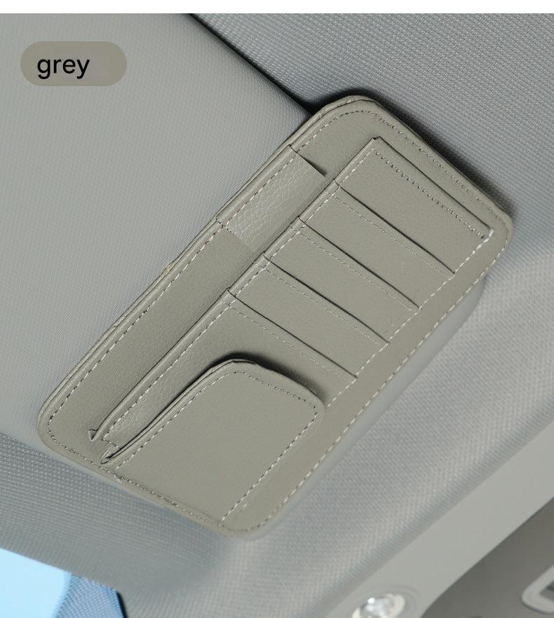 Front view of PU leather car sunglasses holder
