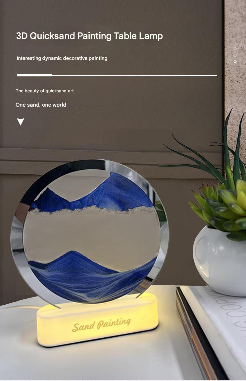3D Sand Lamp showing colourful lighting effect
