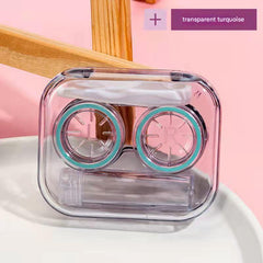 Portable contact lens case in stylish pink design