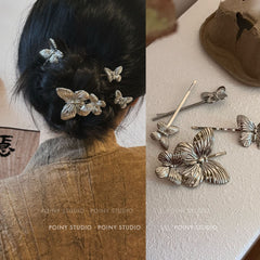 Elegant Metal Butterfly Hair Clip in Silver