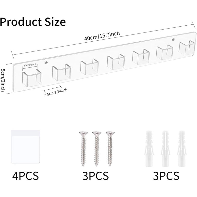 Transparent sunglasses display for wall mounting