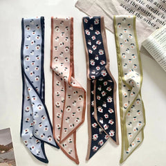 Stylish daisy print silk scarf headband image 1