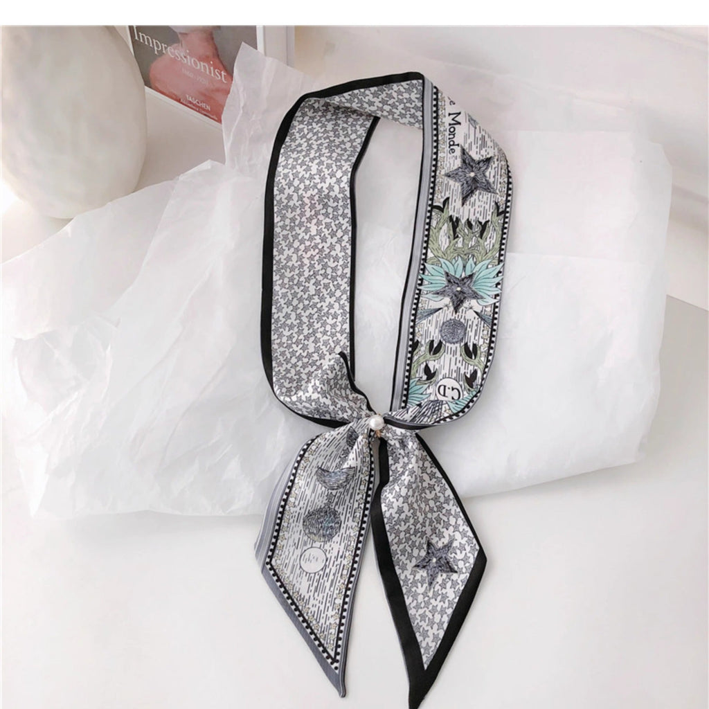 in-hand view of silk scarf with tarot prints 9