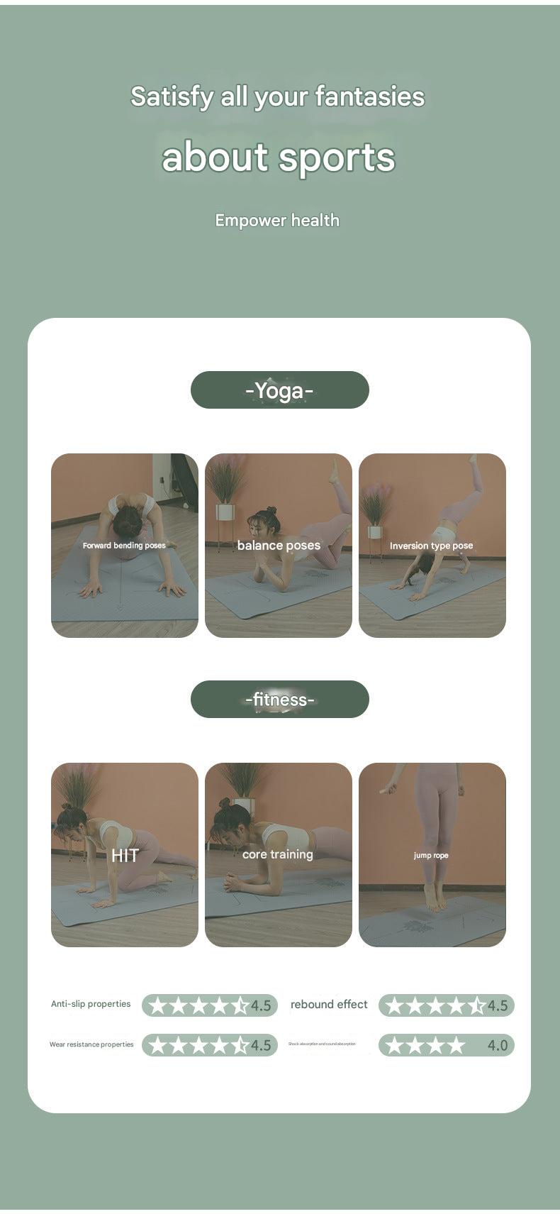 TPE yoga mat showing cushioning features