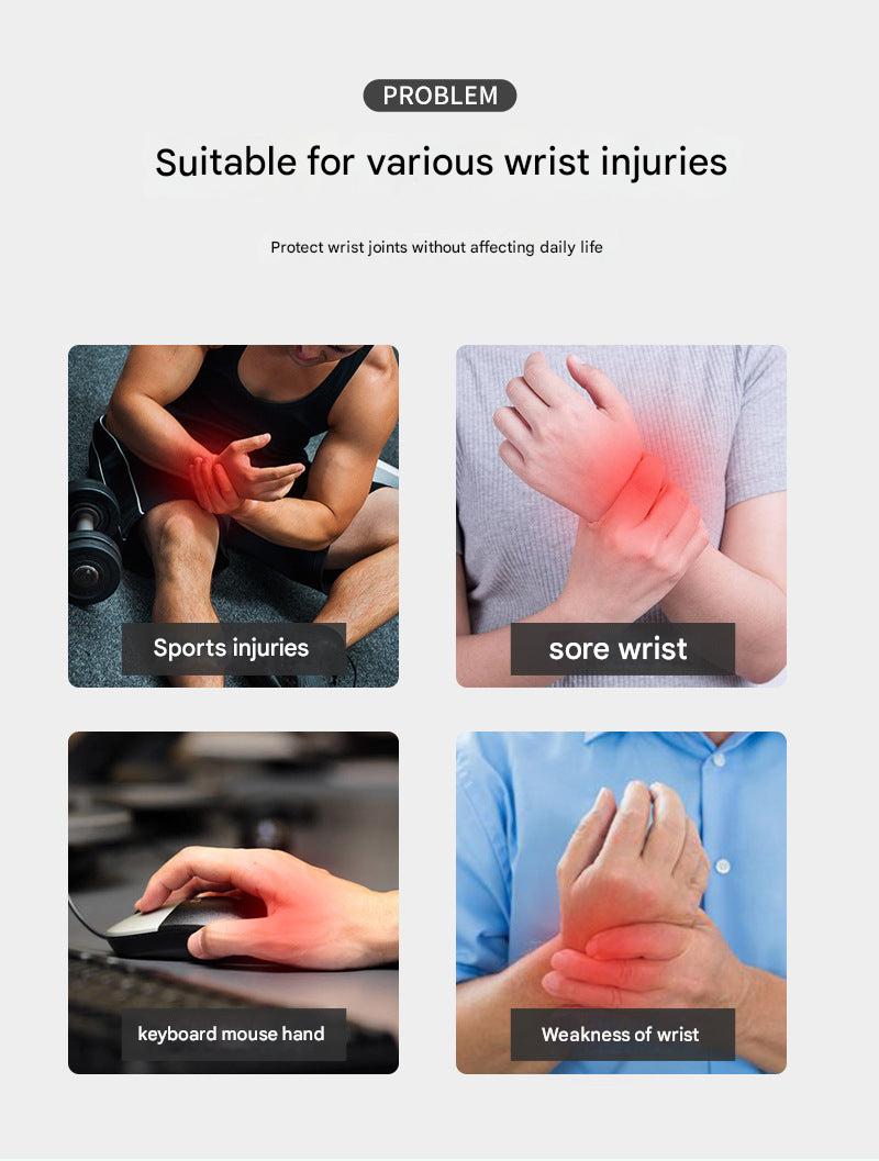 Wrist support in use during tennis