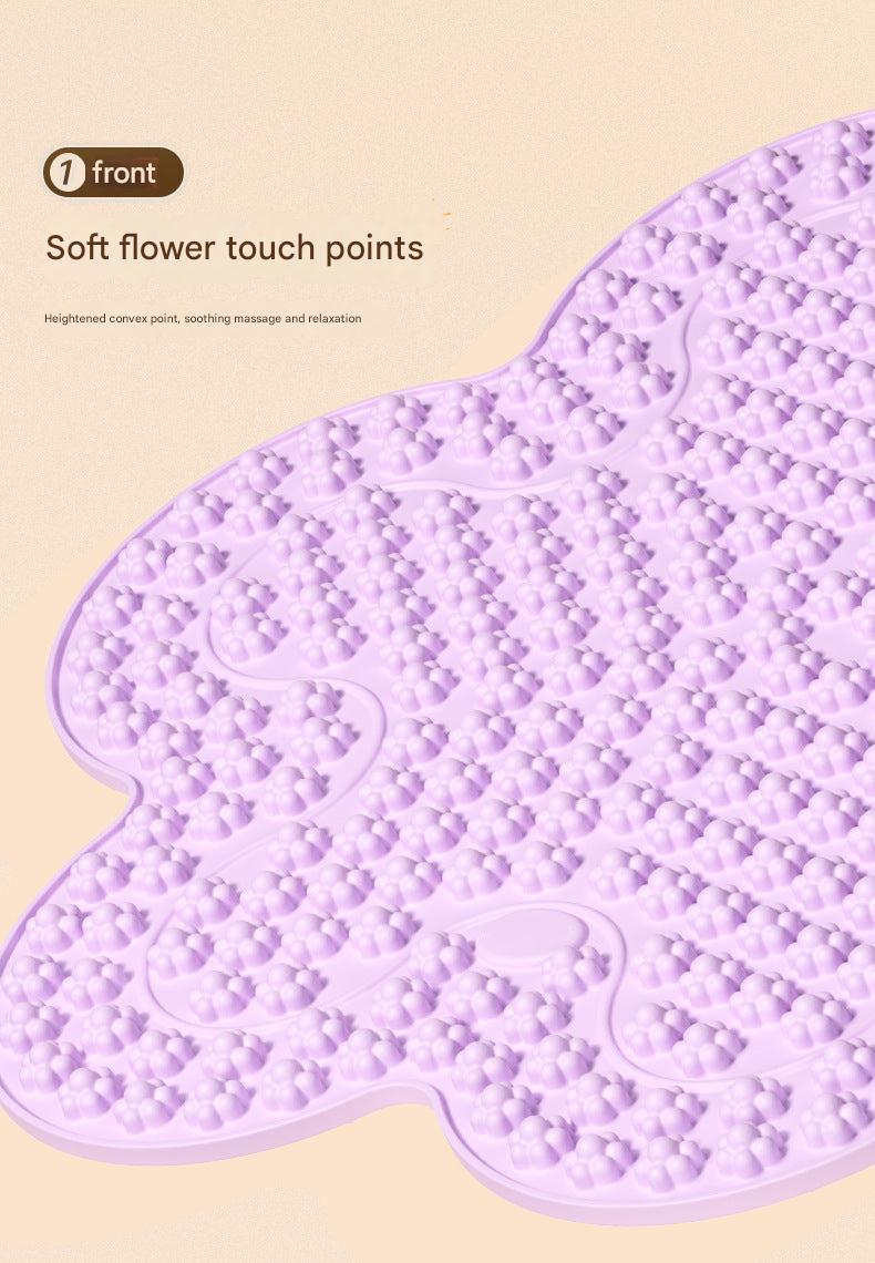 Close-up of acupressure mat on a yoga floor