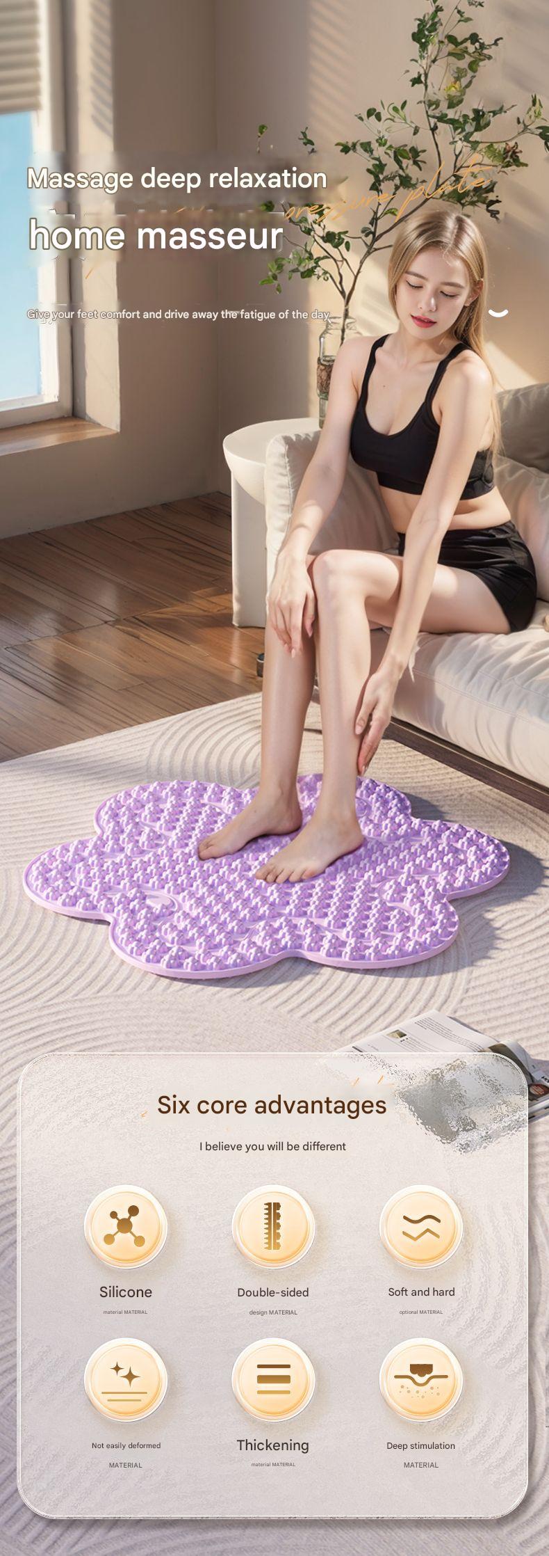 Close-up of acupressure mat on a yoga floor