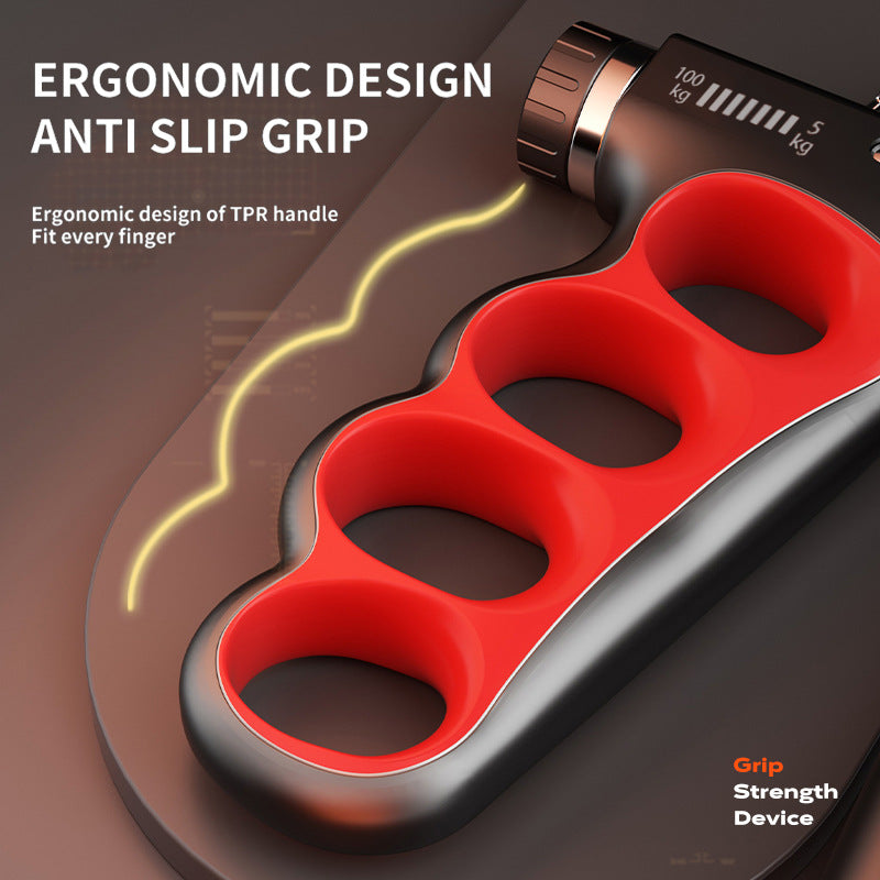 User demonstrating Electronic Grip Strengthener