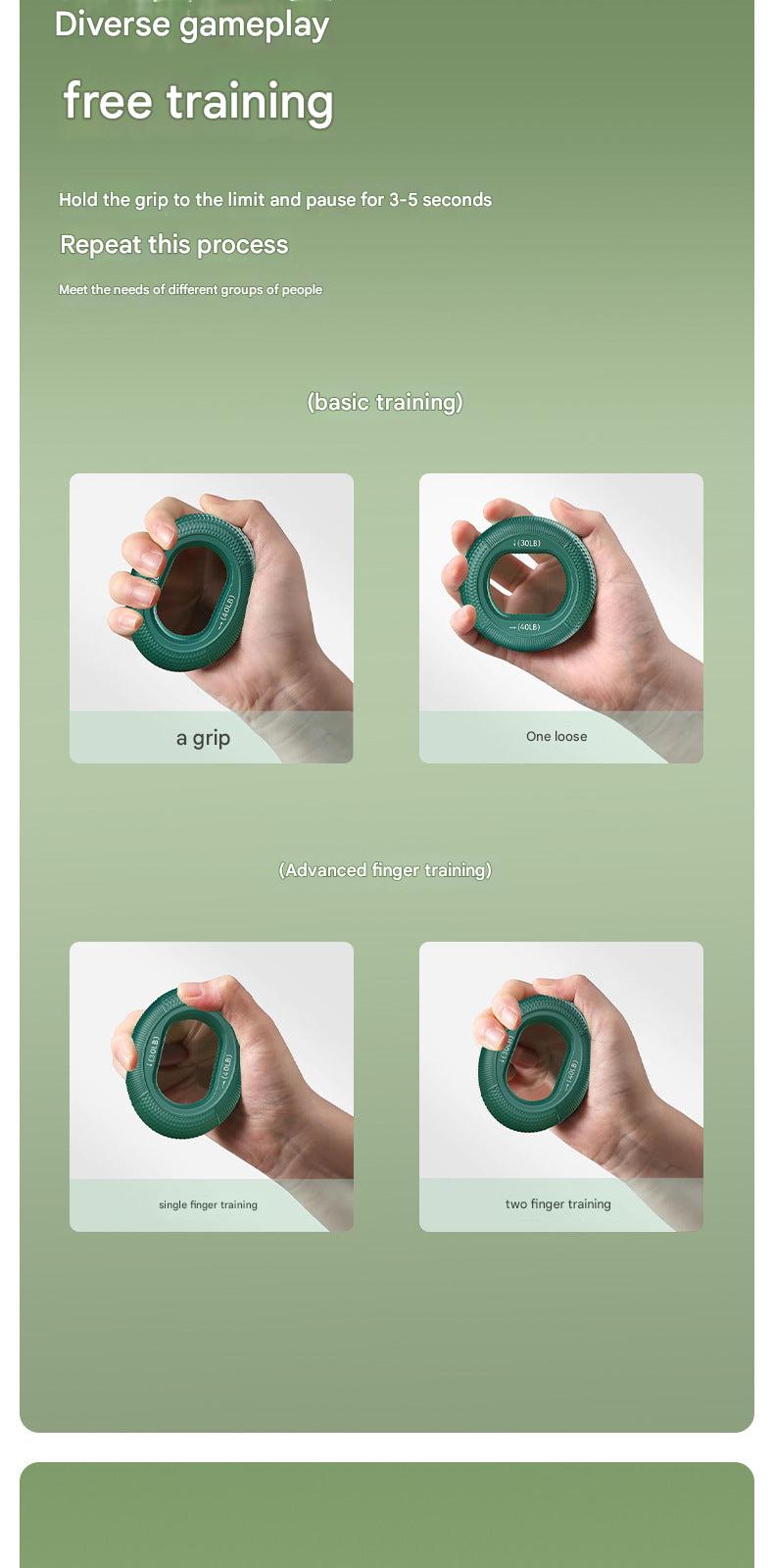 Close-up of silicone grip strengthener in hand