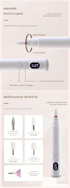 Close up of nail file attachment for grooming