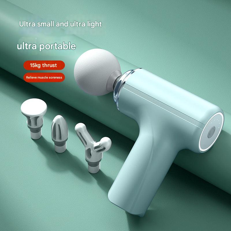 User demonstrating the massage gun during workout