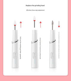 Rechargeable electric nail grinder with multiple heads