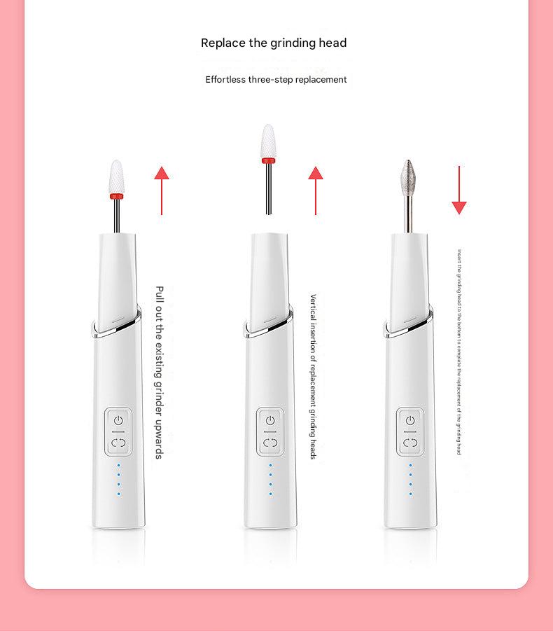 Rechargeable electric nail grinder with multiple heads