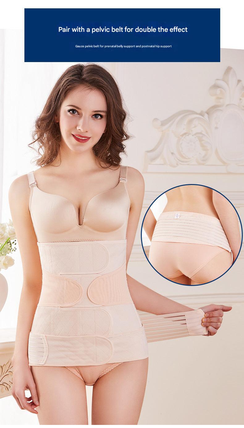 Postpartum belly support wrap displayed on a mannequin