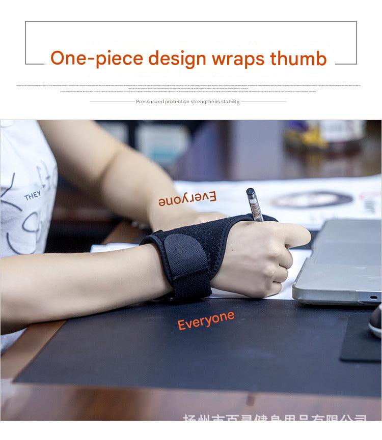 User wearing a wrist support during exercise