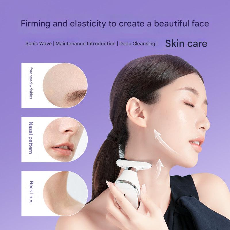 KAKUSAN neck massager in use during a skincare routine
