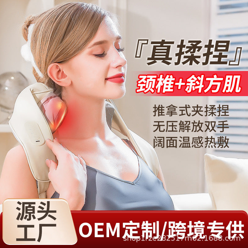 Heat therapy massager in use