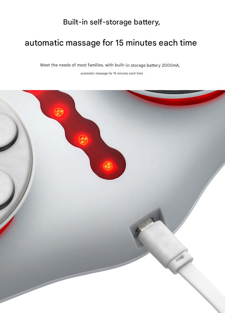 Relaxation with heated massage belt in different locations