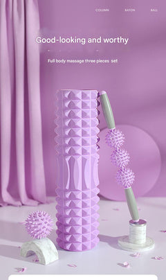 Close-up of foam roller massage stick texture